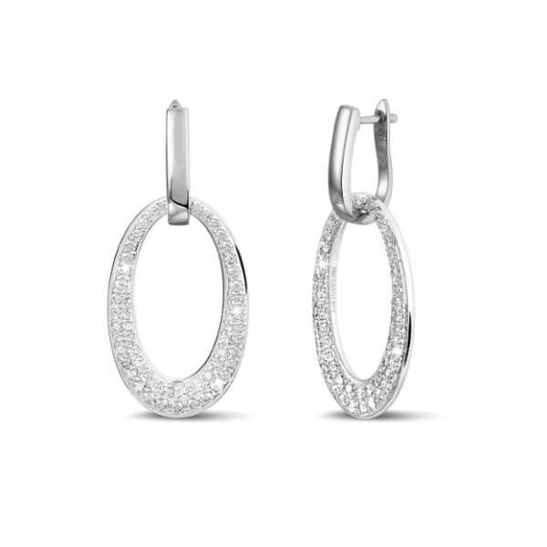a pair of 1.70 carat diamond long hoop earrings in white gold