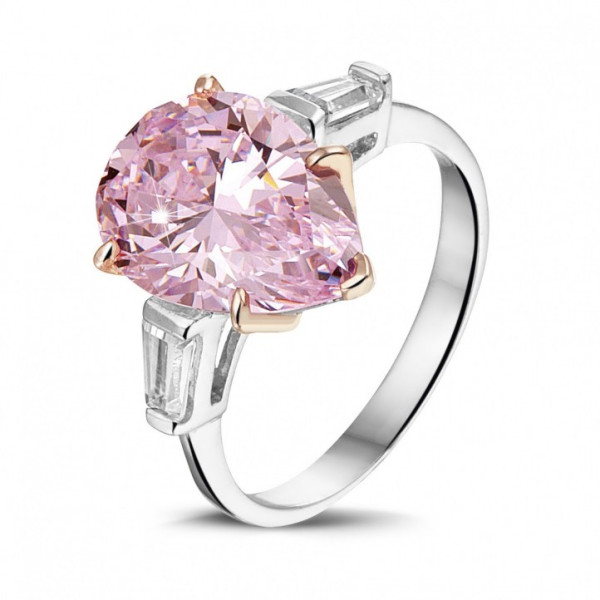 Anello di fidanzamento con diamante rosa taglio pera - Un anello di fidanzamento di lusso con un raro diamante rosa