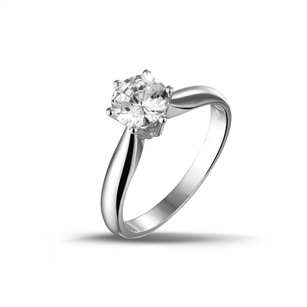 Anello di fidanzamento con diamante solitario da 1,00 carati incastonato in oro bianco 18 carati con palladio - Anello di fidanzamento con diamante solitario di BAUNAT