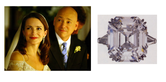 Splendido anello di fidanzamento con diamante Asscher da 3 carati in pavé di Charlotte in Sex and the City