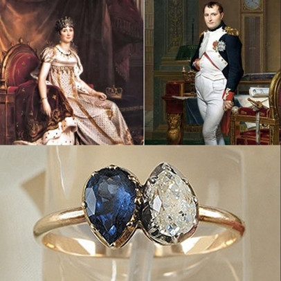 Anello di fidanzamento con doppio diamante di Napoleone o Toi et Moi per l'imperatrice Joséphine De Beauharnais