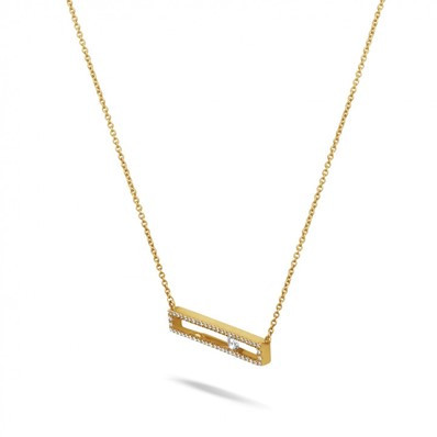 Collana da 0,30 carati in oro giallo con diamante rotondo fluttuante