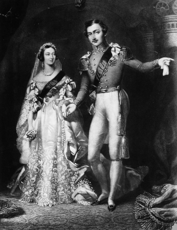 a portrait of Queen Victoria and Prince Albert, capturing the essence of a royal English wedding