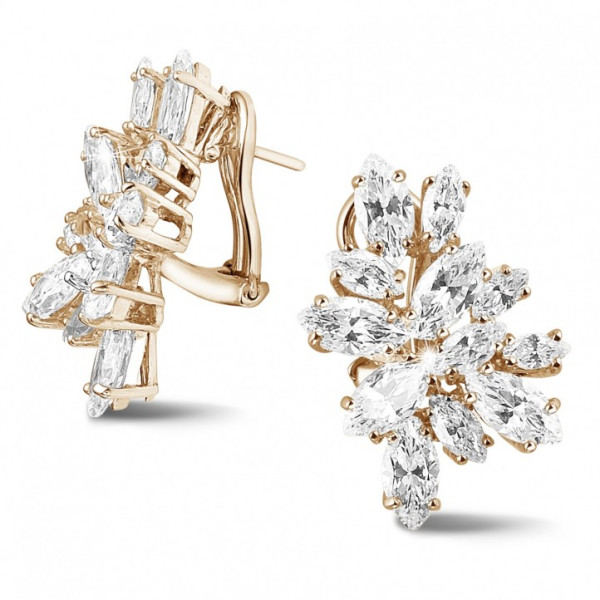Earrings in rose gold with marquise diamonds - BAUNAT