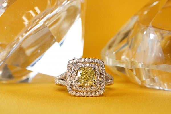 Ring with yellow diamond by BAUNAT