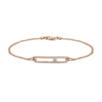 0.30 carat bracelet in red gold with a floating round diamond