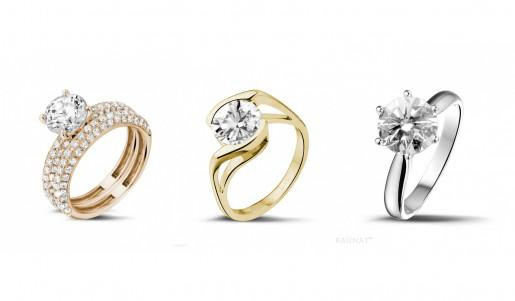 BAUNAT koleksiyonundan üç pırlanta nişan yüzüğünün fiyatları 10.000 ila 25.000 € arasındadır.