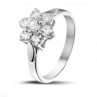 Yüzükler - 1.00 karat platin pırlanta Flowers yüzük