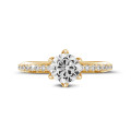 0.70 karat yan pırlantalı sarı altın tektaş yüzük