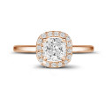 1.kırmızı altın, yuvarlak pırlantalı, yastık pırlantalı 20 karat tektaş halo yüzük