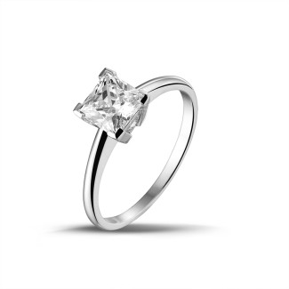 1.20 karat prenses pırlantalı platin tektaş yüzük
