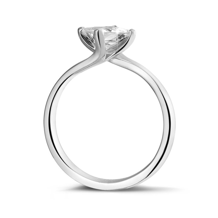 2.50 karat prenses pırlantalı platin tektaş yüzük