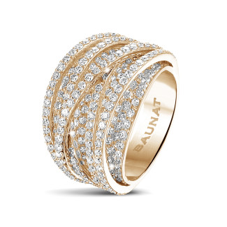 Yüzükler - 3.50 karat yuvarlak pırlantalı kırmızı altın yüzük