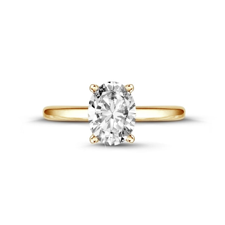 1.50Ct oval pırlantalı sarı altın tektaş yüzük