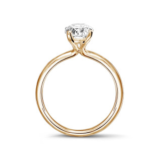 Süslü şekilli mücevherler - 2.00Ct oval pırlantalı sarı altın tektaş yüzük