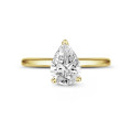 1.50Ct armut pırlantalı sarı altın tektaş yüzük