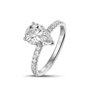 1.20Ct armut pırlantalı beyaz altın tektaş yüzük