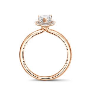 Yüzükler - 2.00Ct armut pırlantalı kırmızı altın halo yüzük