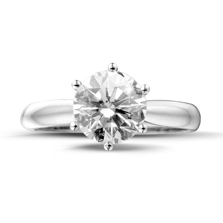 2.00 karat beyaz altın, olağanüstü kalitede pırlantalı tektaş yüzük (D-IF-EX-None fluorescence-GIA sertifikalı)