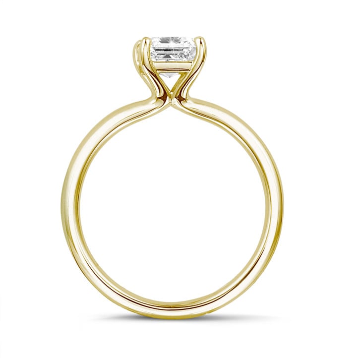 1.20 karat tektaş yüzük, sarı altın, asscher kesim pırlanta