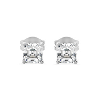 Süslü şekilli mücevherler - 2.00 karat asscher kesim pırlantalı beyaz altın tektaş küpe