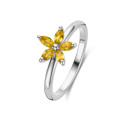 Markiz Kesim Sarı Safir Yapraklı Flowers Yüzük