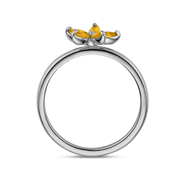Markiz Kesim Sarı Safir Yapraklı Flowers Yüzük