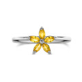 Markiz Kesim Sarı Safir Yapraklı Flowers Yüzük