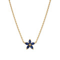 Sarı Altından Markiz Kesim Mavi Safir Yapraklı Flowers Kolye