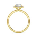 1.50 karat yuvarlak pırlantalı sarı altın tektaş halo yüzük