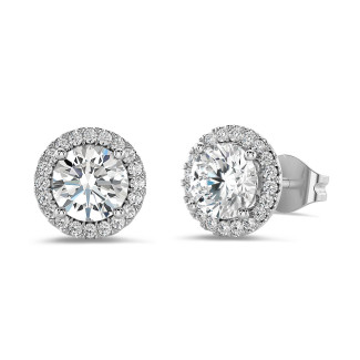 2.00 karat beyaz altın pırlanta halo küpe