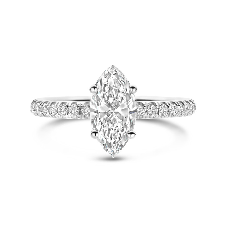 0.70Ct markiz pırlantalı beyaz altın tektaş yüzük