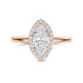 1.20Ct markiz pırlantalı kırmızı altın halo yüzük