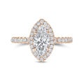 1.20Ct markiz pırlantalı kırmızı altın halo yüzük