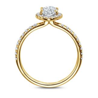 Süslü şekilli mücevherler - 2.00Ct markiz pırlantalı sarı altın halo yüzük