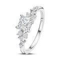 1.50 karat solitaire cluster yüzük. beyaz altın. asscher kesim pırlanta