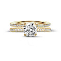 0.90 karat yan pırlantalı sarı altın tektaş yüzük