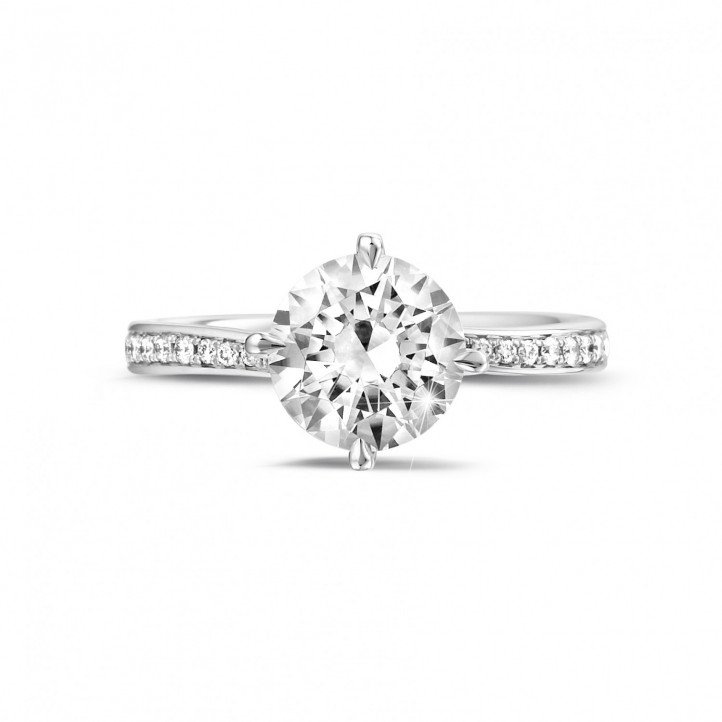 2.00 karat platin yan pırlantalı tektaş pırlanta yüzük