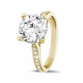 3.00 karat yanları pırlantalı sarı altın tektaş pırlanta yüzük