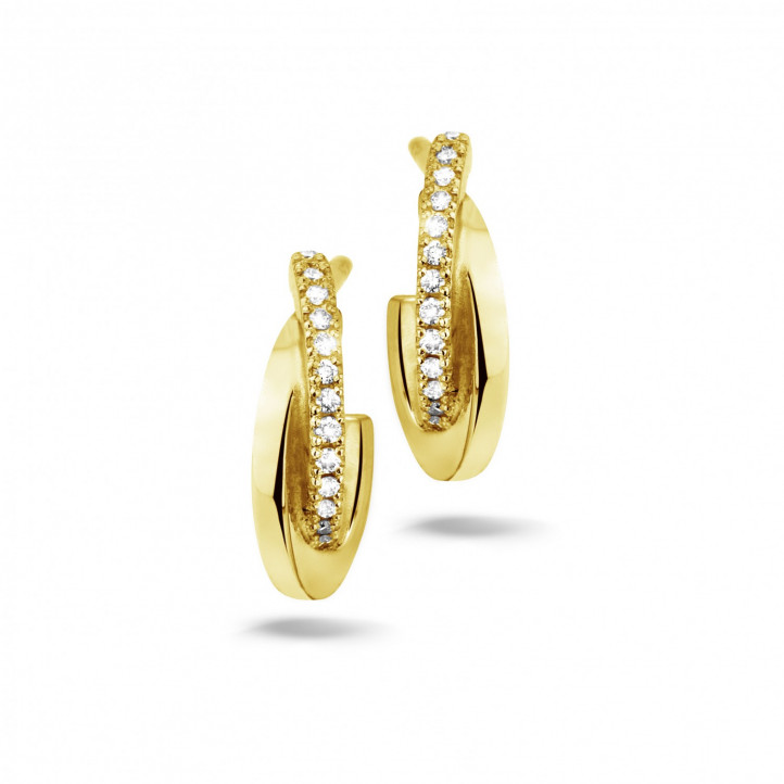 0.20 karat pırlanta tasarımlı sarı altın küpe