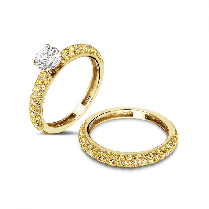 0.65 karat sonsuzluk yüzüğü (yarım set) sarı altın, sarı pırlanta