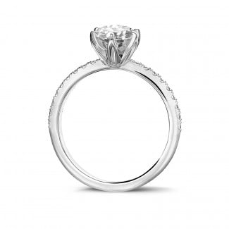 BAUNAT Iconic 系列 1.00克拉白金圆钻戒指 - 戒托半镶小钻