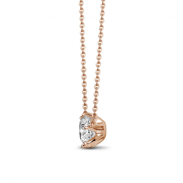 BAUNAT Iconic 系列 1.00克拉玫瑰金圆钻吊坠项链