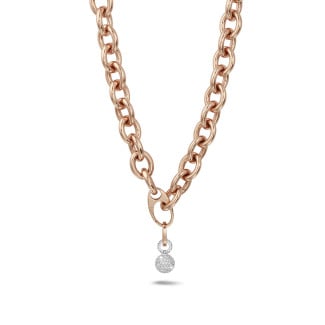 钻石项链 - 吸睛款玫瑰金项链包含1.44克拉吊坠