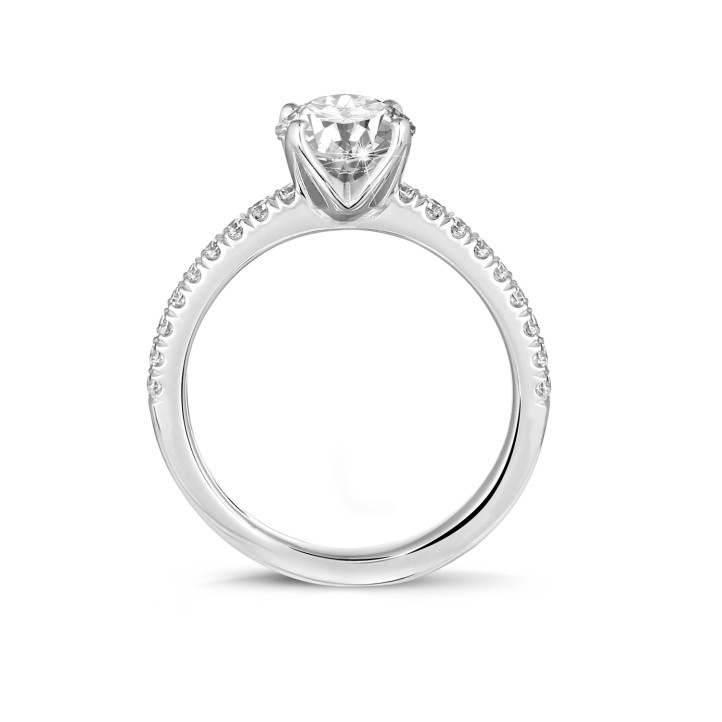 BAUNAT Iconic 系列 1.50克拉白金圆钻戒指 - 戒托半镶小钻