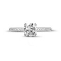 BAUNAT Iconic 系列 0.50克拉白金圆钻戒指 - 戒托满镶小钻