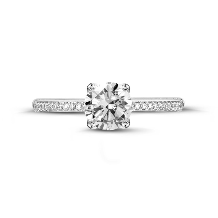 BAUNAT Iconic 系列 0.70克拉白金圆钻戒指 - 戒托满镶小钻