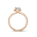 0.70克拉Halo光环椭圆形切工围镶玫瑰金戒指