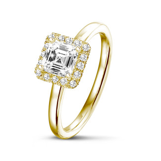 0.70克拉Halo光环阿斯切围镶单钻黄金戒指