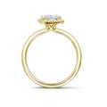1.00克拉Halo光环阿斯切围镶单钻黄金戒指